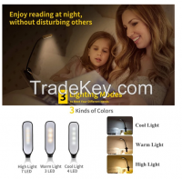Rechargeable Book Light Mini 7 Led Reading Light 3-level Warm Cool Whi