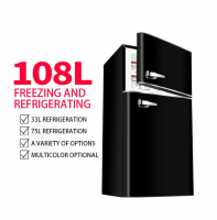 BCD-108 220V 108L Double Door Small Refrigerator Home Office Traditional Refrigerated Freezer Energy-Saving Temperature Control