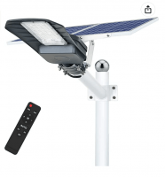 300W Solar Outdoor Street Light with Remote Controller, 1.2M Fast Charging Cable, 6500K Cool White LED Outdoor Safety Light Apply to 150-250m, IP65 Waterproof