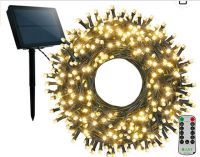 Ollny Solar Fairy Lights Outdoor Garden - 300 LED 98FT Warm White & Multi Colour String Lights - 11 Modes Waterproof Solar Lights with Remote for Patio, Yard, Home, Gate, Fence, Trees Decorations