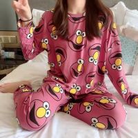 Spring Pajamas Women's Long-sleeved Two-piece Set of Milk Silk Thin Section Breathable Student Home Clothes Sleepwear Women Set