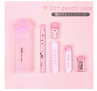 Kawaii Cat Paw Stationery Set Creative Cat Claw Pencil Sharpener Eraser Correction Tape Pen Case for Kids School Supplies Gifts