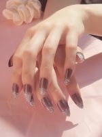 French Glitter Stiletto Shape Nails