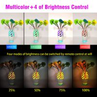 Ceramic Hollow Vase Night Lamp Remote Control Night Light Multicolor Led Lights Table Lamp for Bedroom Living Room Hotel Office Gift Decor