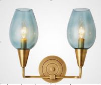 Luxury E14*2 230*750MM brass copper crystal glass stick tube wall light balcony corridor wall lamp