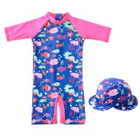 Hot Sell Children Shorty Swimming Suit Kids Front Zipper Swimwear Beachwear Anti UV Rash Guard Bathing Suit