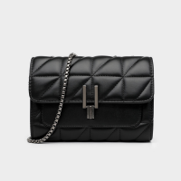 Trendy Small Fragrance Womens Bag Niche Simple One-shoulder Messenger Bag (black)