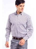 Men's yarn dyed plaid button-down collar long sleeve shirt