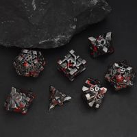 Black Edge with Teal Scale Edge 7 PCS Dragon Scale Metallic DND Die for Dungeons & Dragon D&D Game Metal dice