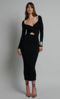 ladies rib bodycon dress with cut out in waist