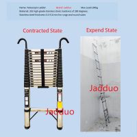 Stainless steel single telescopic ladder with hooks
