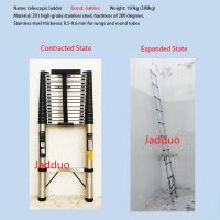 Stainless steel single telescopic ladder with Anti-slip cushion