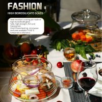 Corrugated heat-resistant glass cooking pot with glass handle DX-D00225ï¼Œ2500 ml
