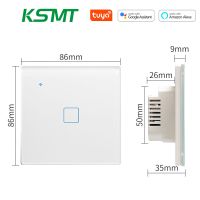 Eu No Neutral Switch Wifi Smart Kaisi 1 2 3 4 Gang 86*86mm Glass Inteligente Tuya Wall Touch Switch