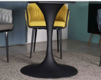 ceramics top metal feet dining table fabric chair