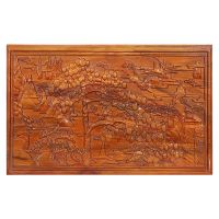 Customizable camphor wood carving hanging plaque Baifu Tuxiang camphor wood hanging screen Solid wood wall hanging Rectangular plaque home wall hanging