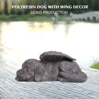 Polyresin cat/dog with wing decor