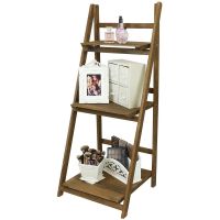 D'Topgrace 3 Tier Brown Folding Plant Pot Shelf Stand Display Ladder