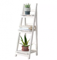 D'topgrace 3 Tier White Color Folding Plant Pot Shelf Stand Display Ladder