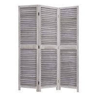 D'topgrace 3 Panel Grey Color Wooden Room Divider