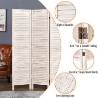 D'topgrace 4 Panel Wash White Color Wooden Room Divider