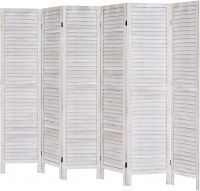 D'topgrace 6 Panel Wash White Color Wooden Room Divider