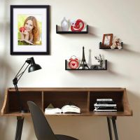 D'topgrace Black Color Wood Floating Shelves For Bedroom Bathroom Or Livingroom Wall Mounted Shelf