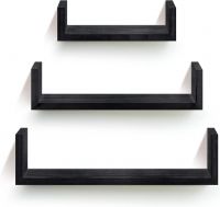 D'topgrace Black Color Wood Floating Shelves For Bedroom Bathroom Or Livingroom Wall Mounted Shelf