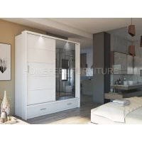 Fashion Home Furniture Sliding Mirror 2 Doors MDF Wooden Bedroom Wardrobe