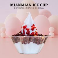 Disposable plastic ice cream plum bowl sand ice cup cotton ice bowl shaved ice bowl 100 pieces