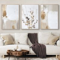 Beige Abstract Canvas Oil Painting Wall Art Living Room Home Decoration