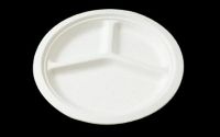 3 compartments plate/disposable dinnerware/pulp molded