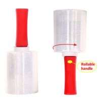 Mini Stretch Wrap Roll with Handle 2PACK 5&quot; X 1000ft 80Guage Heavy Duty Plastic Stretch Film with Rolling Handles for Moving Supplies Industrial - Pallet Wrap Packing Self-Adhering Cling Film