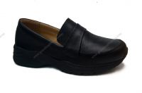 Black Wide Geniune Leather Diabetic Comfortable Slip-Ons       Loafers Shoes