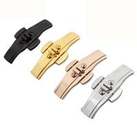 Silver Watch Strap Buckle Solid Deployant Clasp Butterfly Fold Spring Bar Style Watch Buckle