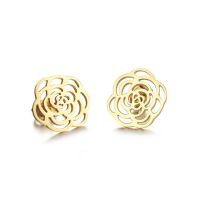 High polish gold tone stainless steel fashion stud earrings