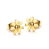 High Polish Gold Tone Stainless Steel Fashion Stud Earrings