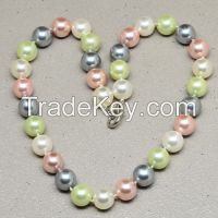 tridacna shell multi-color necklace round bead
