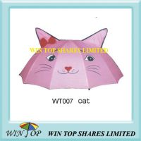 Europe pink cat vogue imprint hand open 3D ear children cartoon umbrella